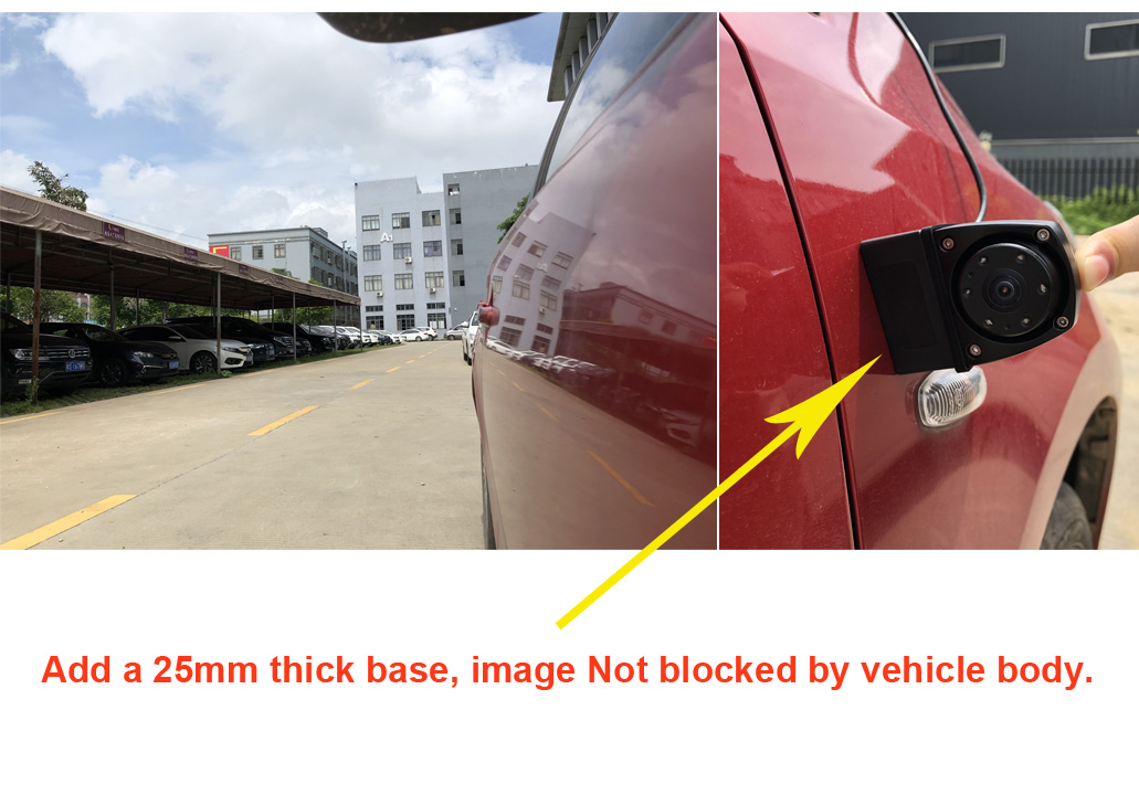 Wedge base for Side-view-camera
