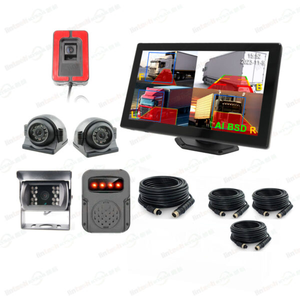 10 Inch AI Touch Quad Screen 1080P Monitor DVR Recorder Vehicle Side Camera - Image 4