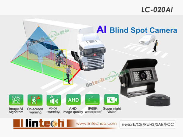 Waterproof IP69K AI Vehicle Pedestrian Cyclist Detection 1080P AHD Side BSD Camera