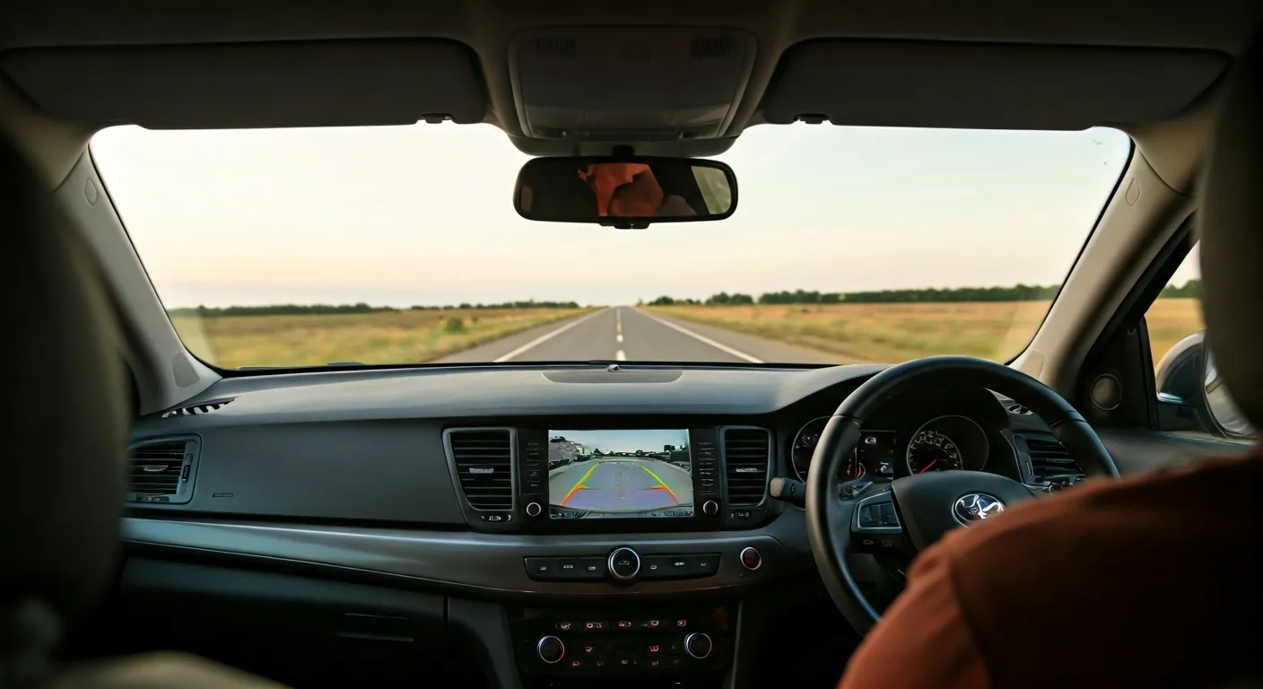 driver viewing backup display