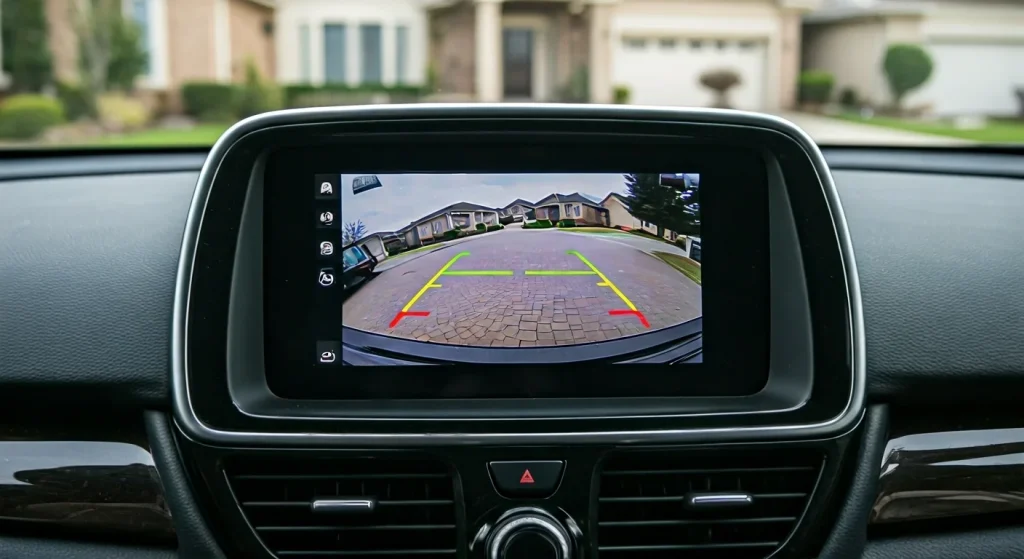Modern car with active backup camera