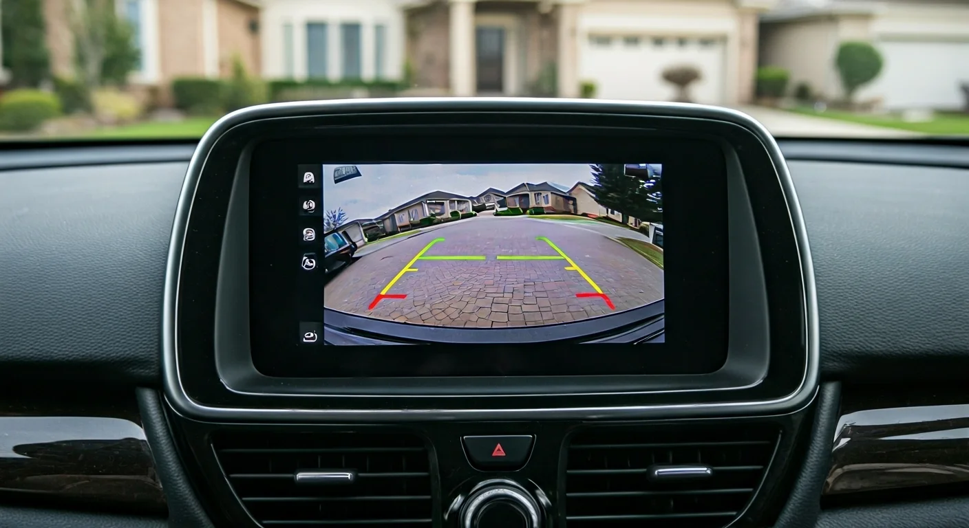 Modern car with active backup camera