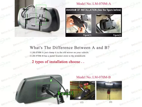 Metal Bracket 7" TFT LCD Color Car Rearview Mirror Monitor - Image 8