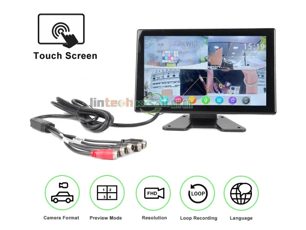10.1"Touch Screen 4 Split Monitoring Security Camera AI Active Blind Spot Detection BSD 4 Channel Truck Dash Cam System - Image 4