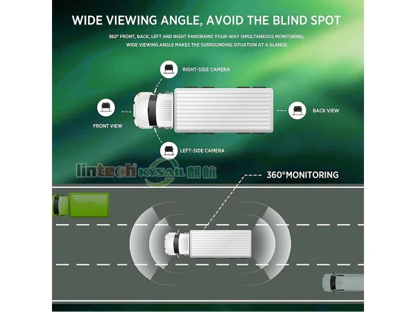 10.1"Touch Screen 4 Split Monitoring Security Camera AI Active Blind Spot Detection BSD 4 Channel Truck Dash Cam System - Image 9