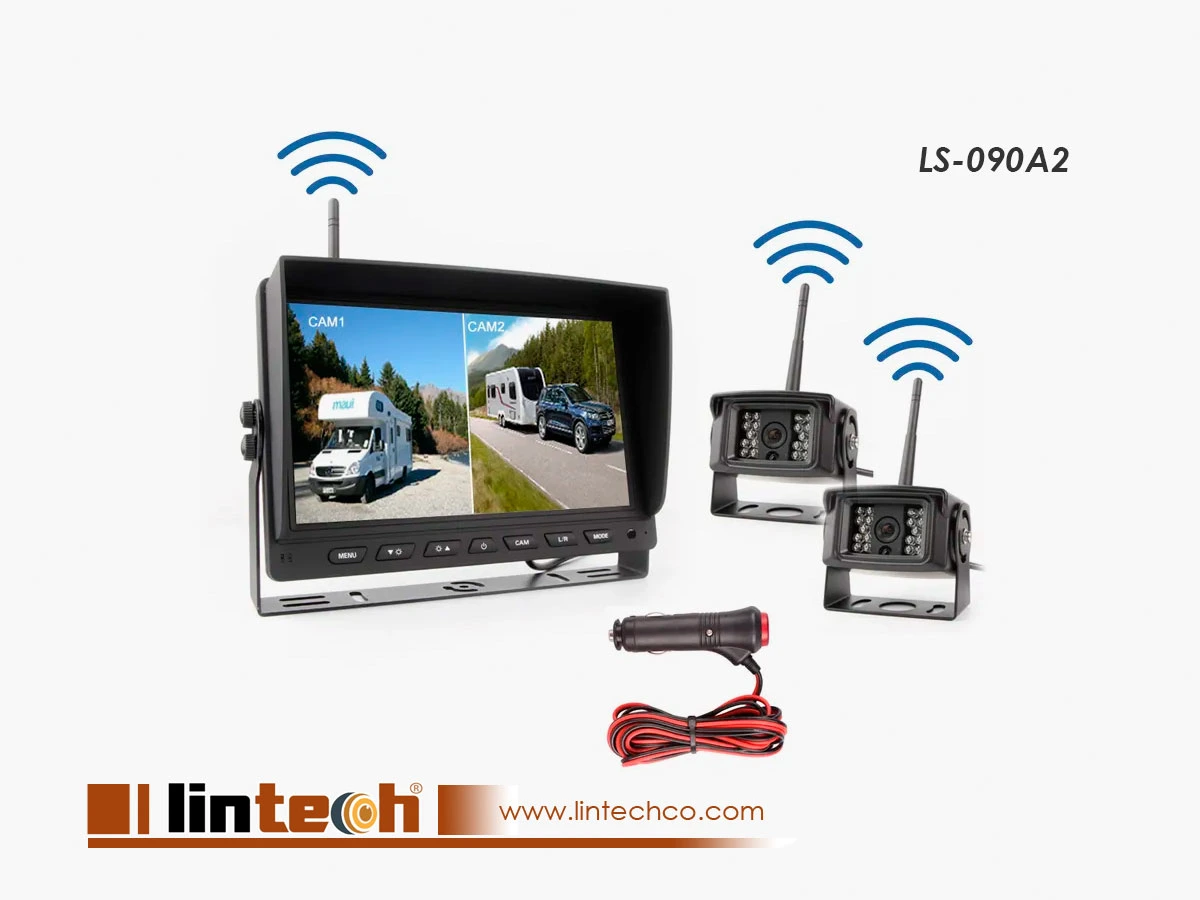9 Inch Wireless Monitor AHD 1080P Split Screen  Display Heavy Duty Vehicle Trailer Truck RVs Waterproof Camera